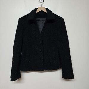 Alpaca Wool Blend Black Jacket Made in‎ Peru Boho Textured Knit Sz S/M